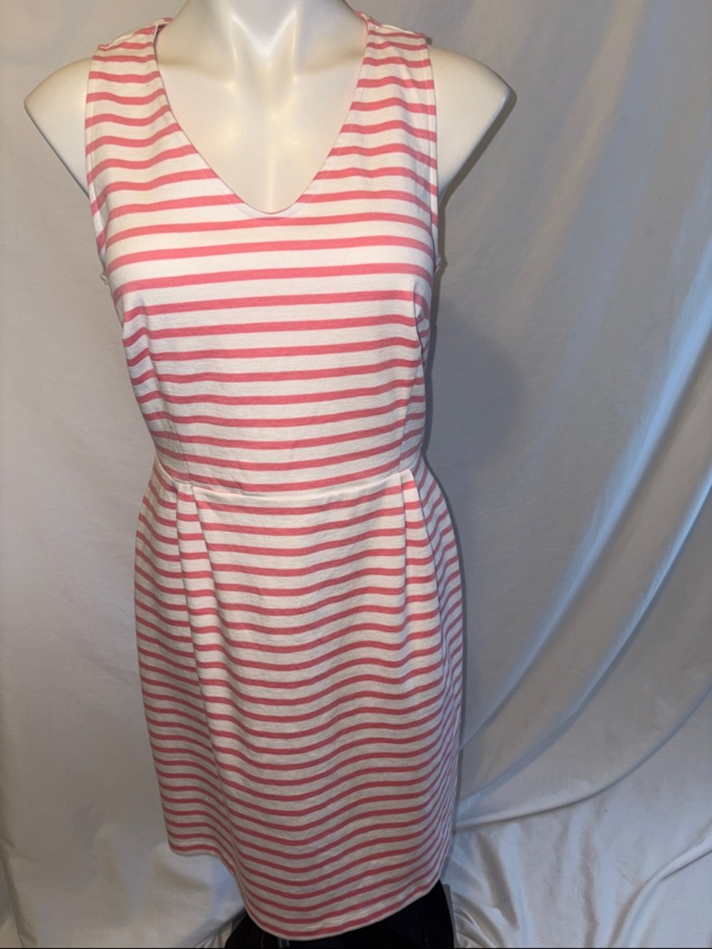 Old Navy Pink & White Striped V‑Neck Midi Dress
